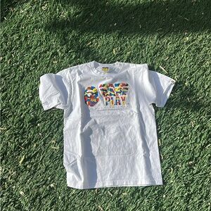 Bape White Short Sleeve Tee with Cartoon Graphic
